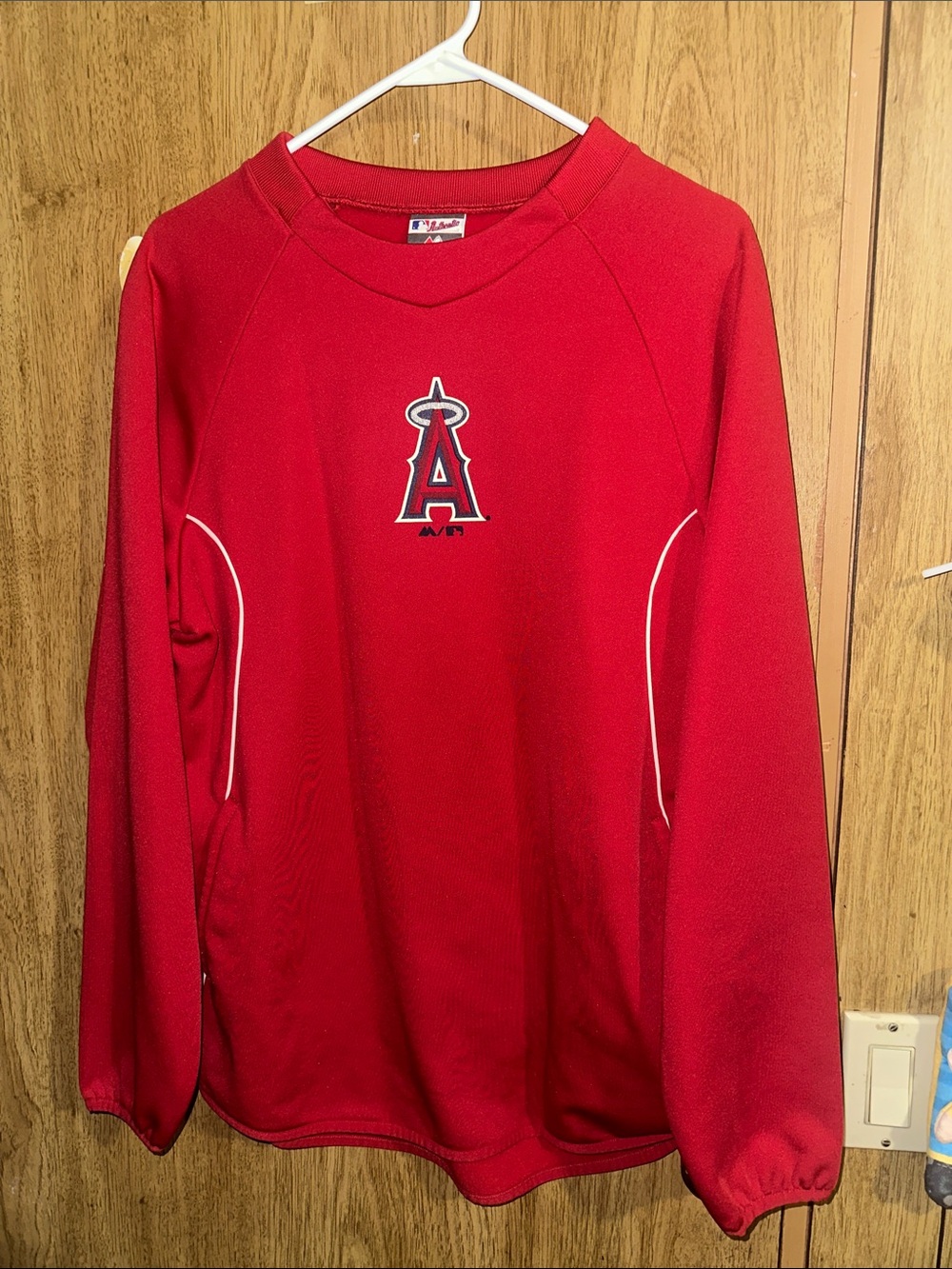 Majestic Red Los Angeles Angels Pullover with White Piping